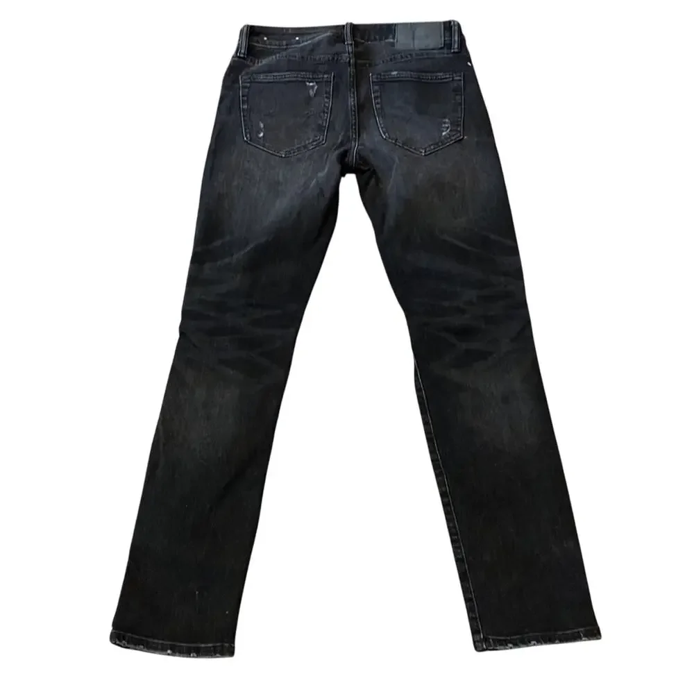 American Eagle Men's Airflex Black Distressed Slim Jeans Size 28x32